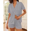 Ekouaer Womens Pajama Sets Button Up Pjs Shorts Set Soft Sleepwear S-XXL(Light Grey)