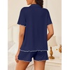 Ekouaer Womens Pajama Sets Button Up Pjs Shorts Set Soft Sleepwear S-XXL(Navy Blue)
