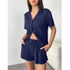 Ekouaer Womens Pajama Sets Button Up Pjs Shorts Set Soft Sleepwear S-XXL(Navy Blue)