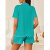 Ekouaer Womens Pajama Sets Button Up Pjs Shorts Set Soft Sleepwear S-XXL(Peacock Blue)