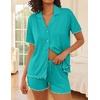 Ekouaer Womens Pajama Sets Button Up Pjs Shorts Set Soft Sleepwear S-XXL(Peacock Blue)