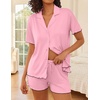 Ekouaer Womens Pajama Sets Button Up Pjs Shorts Set Soft Sleepwear S-XXL(Pink)