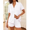 Ekouaer Womens Pajama Sets Button Up Pjs Shorts Set Soft Sleepwear S-XXL(White)