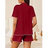 Ekouaer Womens Pajama Sets Button Up Pjs Shorts Set Soft Sleepwear S-XXL(Wine Red)