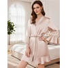 Ekouaer Women’s Satin Robe Short Ruffle Hem Silky Kimono Brides Bathrobes(Champagne)