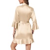 Ekouaer Women’s Satin Robe Short Ruffle Hem Silky Kimono Brides Bathrobes(Champaign Gold)