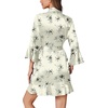 Ekouaer Women’s Satin Robe Short Ruffle Hem Silky Kimono Brides Bathrobes(Ink Flowers)