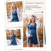 Nursing Nightgown Short Sleeve Breasfeeding Birthing Gown Maternity Dress(Blue)
