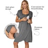 Nursing Nightgown Short Sleeve Breasfeeding Birthing Gown Maternity Dress(Grey)