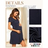 Nursing Nightgown Short Sleeve Breasfeeding Birthing Gown Maternity Dress(Navy Blue)