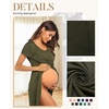 Nursing Nightgown Short Sleeve Breasfeeding Birthing Gown Maternity Dress(Pink)