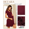 Nursing Nightgown Short Sleeve Breasfeeding Birthing Gown Maternity Dress(Wine Red)
