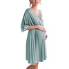 Ekouaer 3 in 1 Labor/Delivery/Hospital Gown 2 Pack Maternity Dress Nursing Nightgown Sleepwear(Celadon Green)