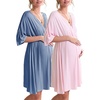 Ekouaer 3 in 1 Labor/Delivery/Hospital Gown 2 Pack Maternity Dress Nursing Nightgown Sleepwear(Lake Blue/Pink)