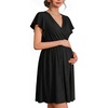 Ekouaer Cotton Labor and Delivery Gown Nursing Nightgown Pajamas Dress(Black)