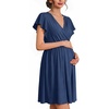 Ekouaer Cotton Labor and Delivery Gown Nursing Nightgown Pajamas Dress(Navy)