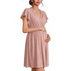 Ekouaer Cotton Labor and Delivery Gown Nursing Nightgown Pajamas Dress(Pink)