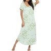Ekouaer Long Nightgowns for Women Bamboo Viscose Short Sleeve Sleepshirt(Floral Mint Green)