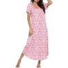 Ekouaer Long Nightgowns for Women Bamboo Viscose Short Sleeve Sleepshirt(Floral Pink)