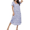 Ekouaer Long Nightgowns for Women Bamboo Viscose Short Sleeve Sleepshirt(Floral Purple)