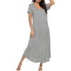 Ekouaer Long Nightgowns for Women Bamboo Viscose Short Sleeve Sleepshirt(Light Grey)