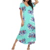 Ekouaer Long Nightgowns for Women Bamboo Viscose Short Sleeve Sleepshirt(Mint Garden Floral)