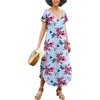 Ekouaer Long Nightgowns for Women V Neck Moo Moos House Dress with Pockets(Floral Grey)