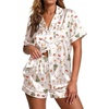 Ekouaer Pajamas for Women Set Silk Satin Pjs 2 Piece Button Down Sleepwear(Christmas Tree Reindeer)