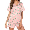 Ekouaer Pajamas for Women Set Silk Satin Pjs 2 Piece Button Down Sleepwear(Pink Cactus)