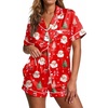 Ekouaer Pajamas for Women Set Silk Satin Pjs 2 Piece Button Down Sleepwear(Watercolor Christmas)