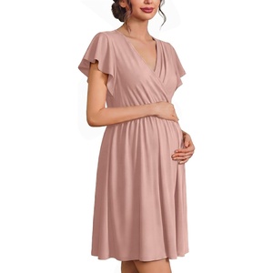 Ekouaer Cotton Labor and Delivery Gown Nursing Nightgown Pajamas Dress(Pink)