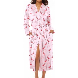 Ekouaer Kimono Robes for Women Long Lightweight Knit Soft Bathrobe(Flamingos)