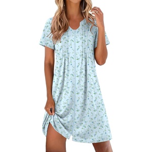 Ekouaer Women Zipper Robes Short Bathrobe Lightweight House Coat(Floral Blue Green)