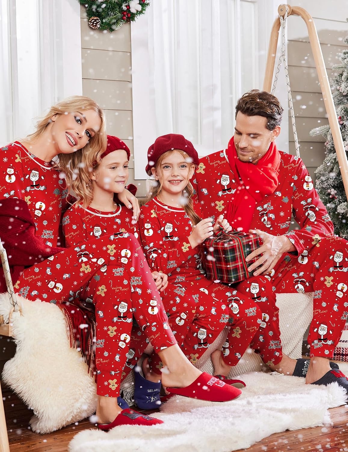 image:imageEkouaer Family Christmas Pajamas Matching Sets Long Sleeve Holiday PjsChristmas Red Santa