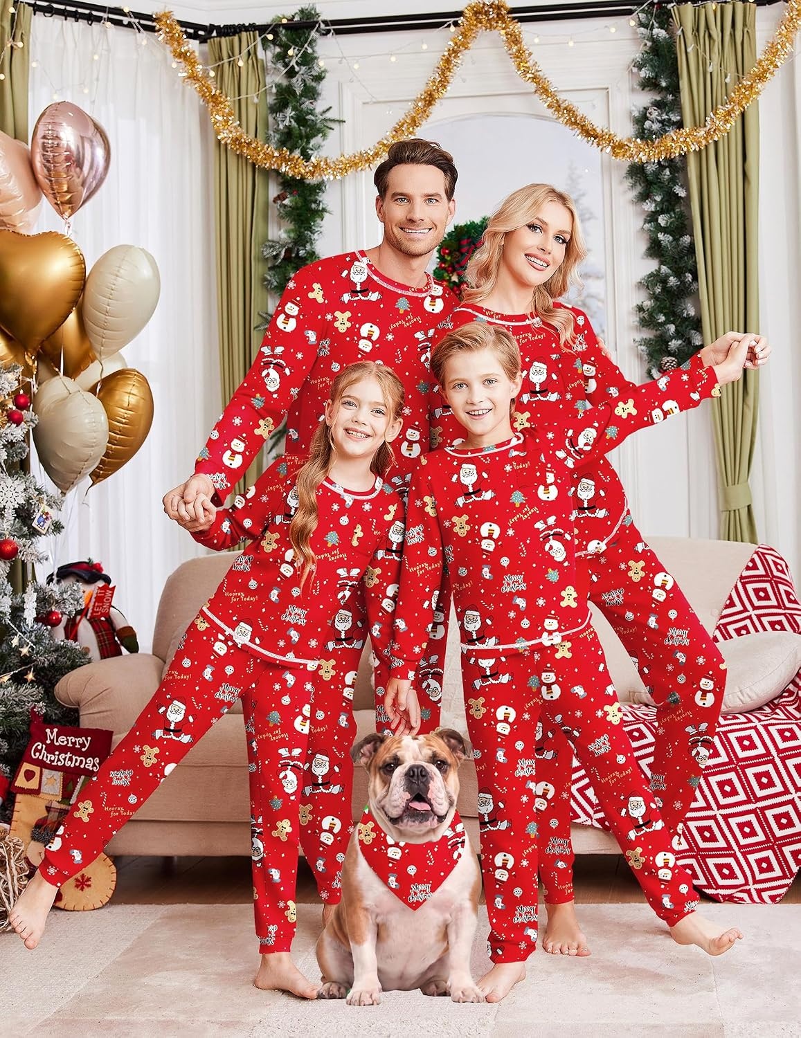 image:imageEkouaer Family Christmas Pajamas Matching Sets Long Sleeve Holiday PjsChristmas Red Santa