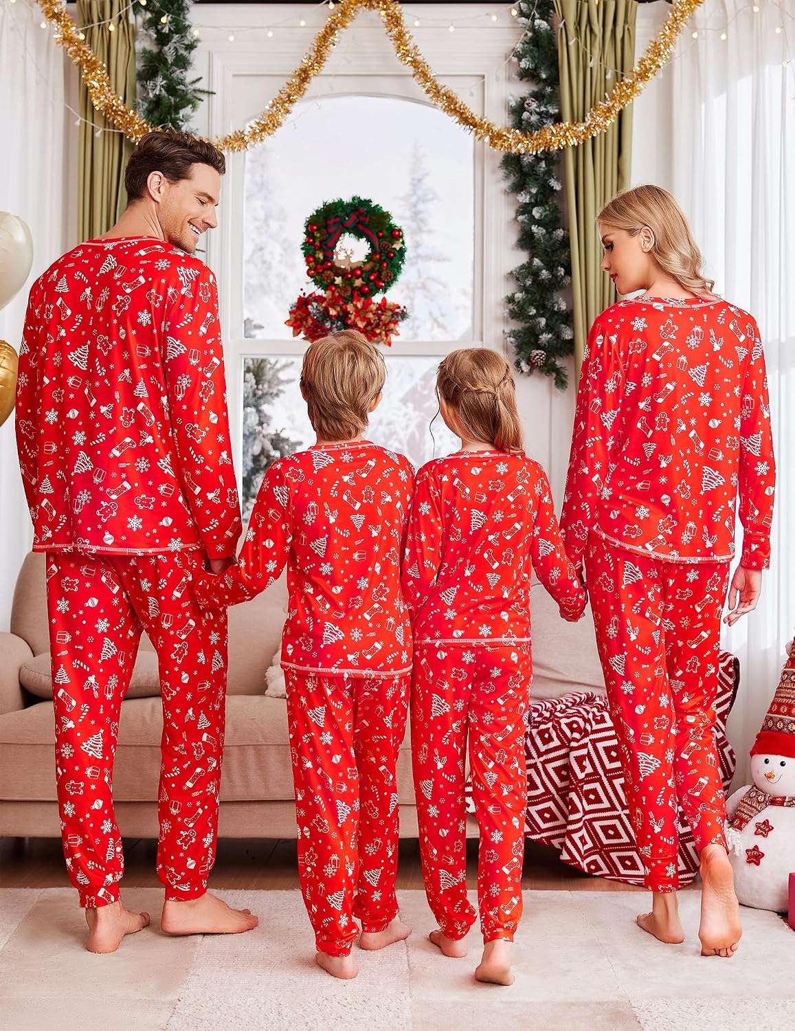 image:imageEkouaer Family Christmas Pajamas Matching Sets Long Sleeve Holiday PjsChristmas Tree on Red
