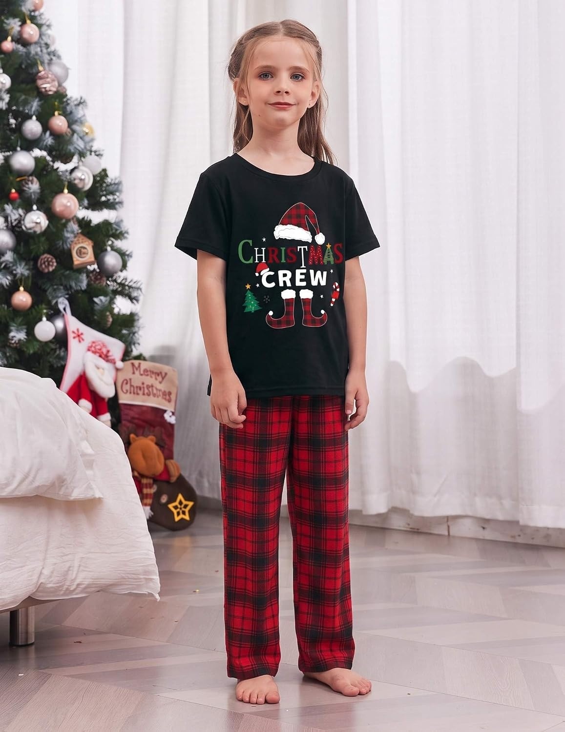 image:imageEkouaer Family Christmas Pajamas Matching sets Soft Pjs Holiday Lounge SetsChristmas Crew Plaid