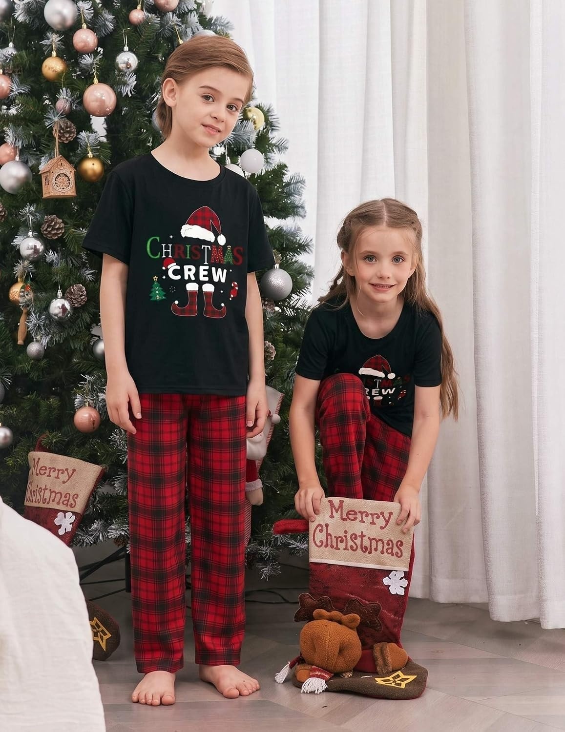 image:imageEkouaer Family Christmas Pajamas Matching sets Soft Pjs Holiday Lounge SetsChristmas Crew Plaid