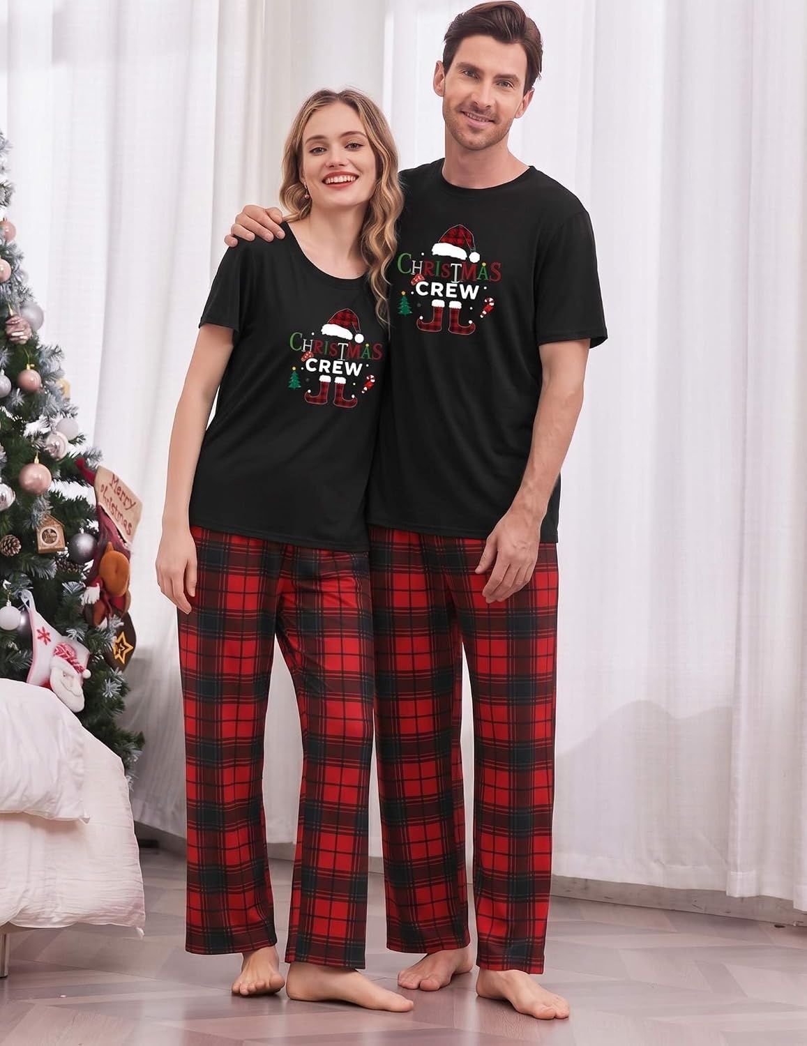 image:imageEkouaer Family Christmas Pajamas Matching sets Soft Pjs Holiday Lounge SetsChristmas Crew Plaid