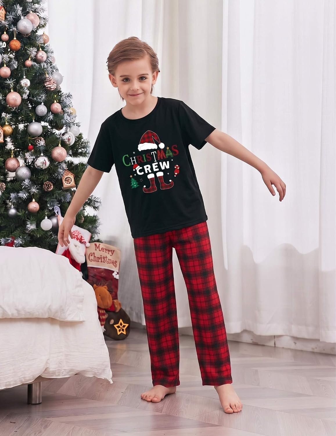 image:imageEkouaer Family Christmas Pajamas Matching sets Soft Pjs Holiday Lounge SetsChristmas Crew Plaid
