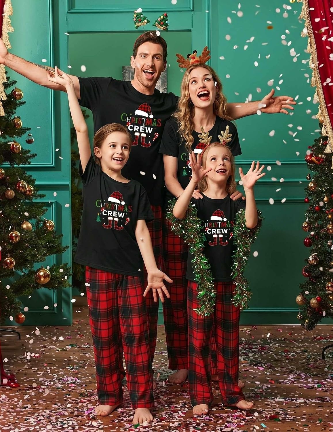 image:imageEkouaer Family Christmas Pajamas Matching sets Soft Pjs Holiday Lounge SetsChristmas Crew Plaid