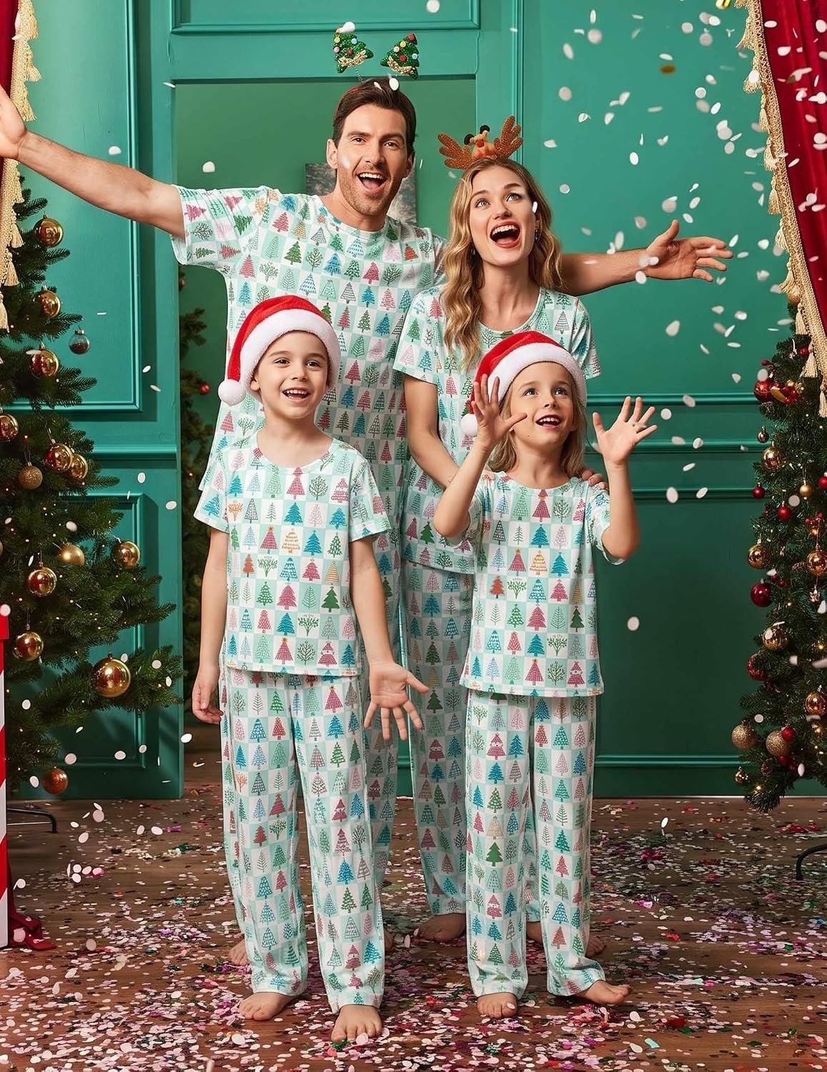 image:imageEkouaer Family Christmas Pajamas Matching sets Soft Pjs Holiday Lounge SetsChristmas Trees