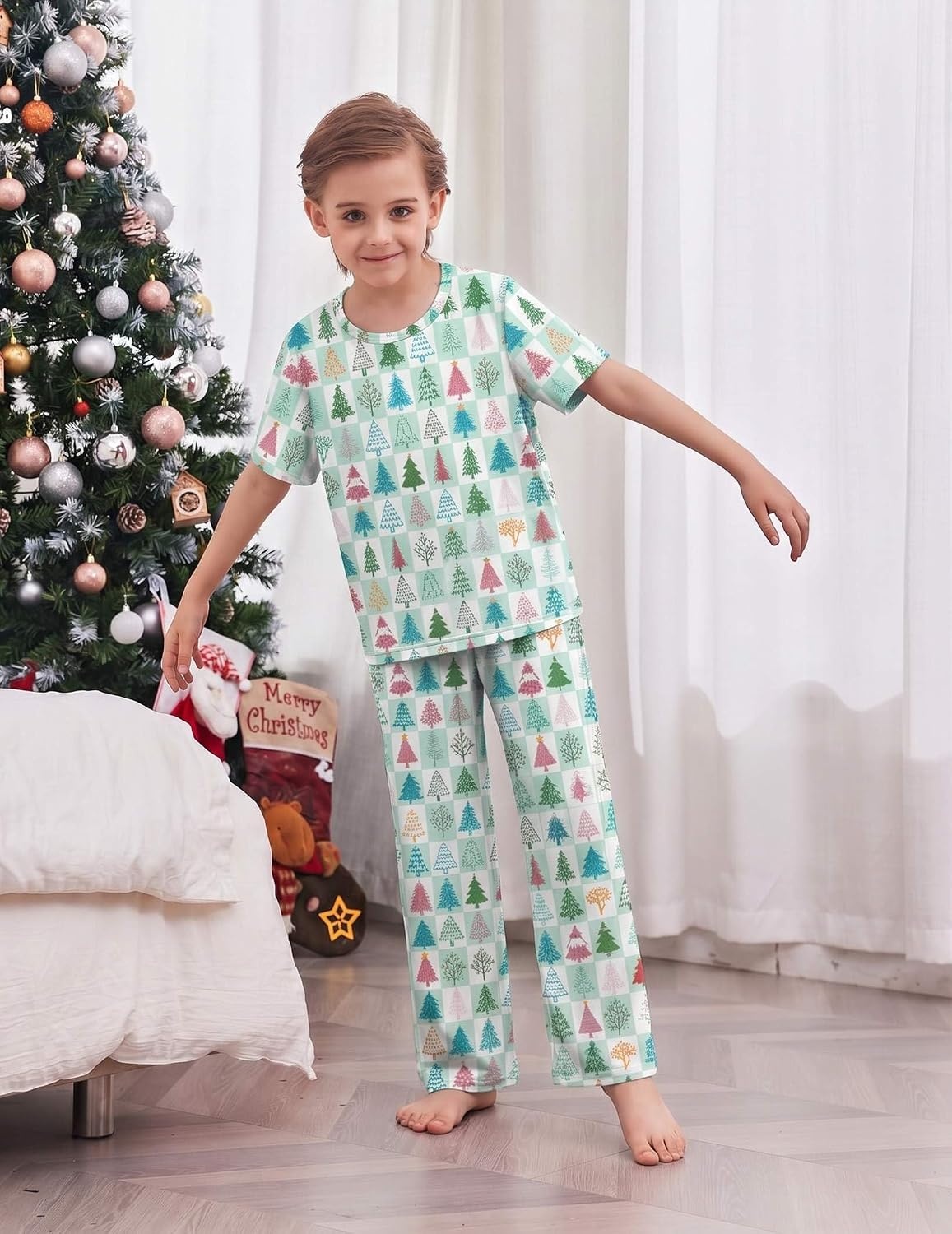 image:imageEkouaer Family Christmas Pajamas Matching sets Soft Pjs Holiday Lounge SetsChristmas Trees