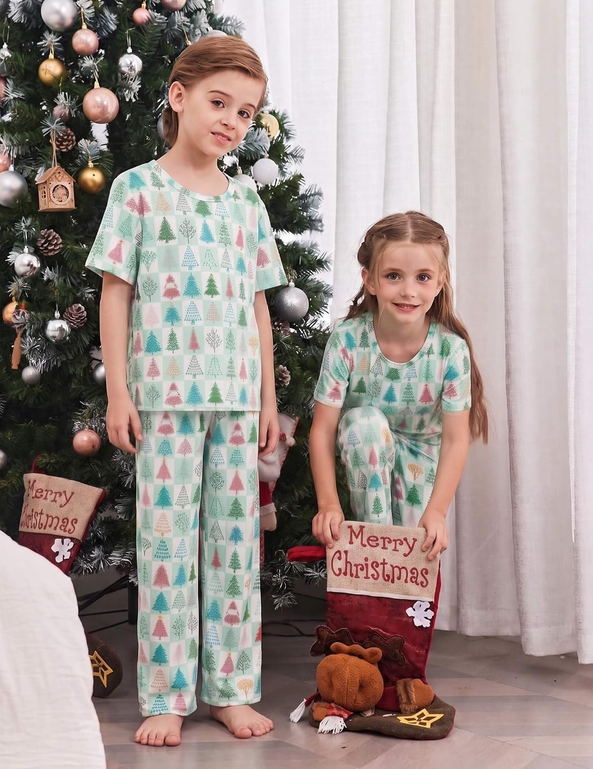 image:imageEkouaer Family Christmas Pajamas Matching sets Soft Pjs Holiday Lounge SetsChristmas Trees