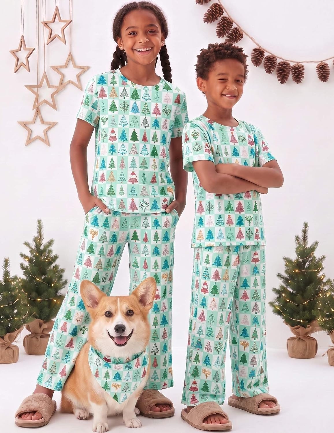 image:imageEkouaer Family Christmas Pajamas Matching sets Soft Pjs Holiday Lounge SetsChristmas Trees