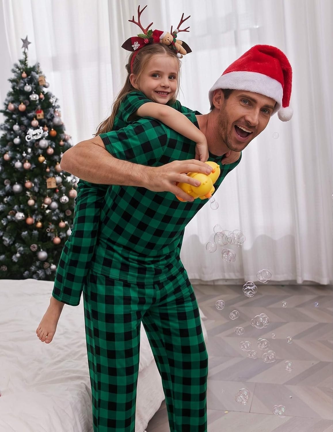image:imageEkouaer Family Christmas Pajamas Matching sets Soft Pjs Holiday Lounge SetsGreen Black Plaid
