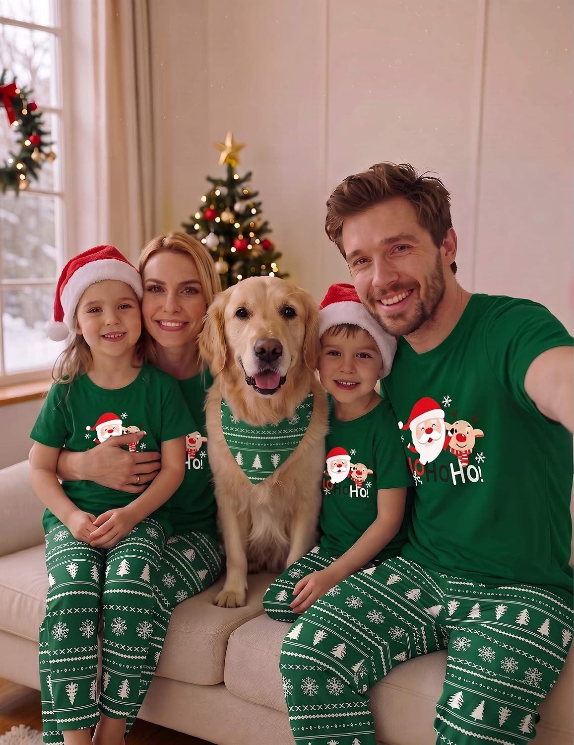 image:imageEkouaer Family Christmas Pajamas Matching sets Soft Pjs Holiday Lounge SetsGreen Santa