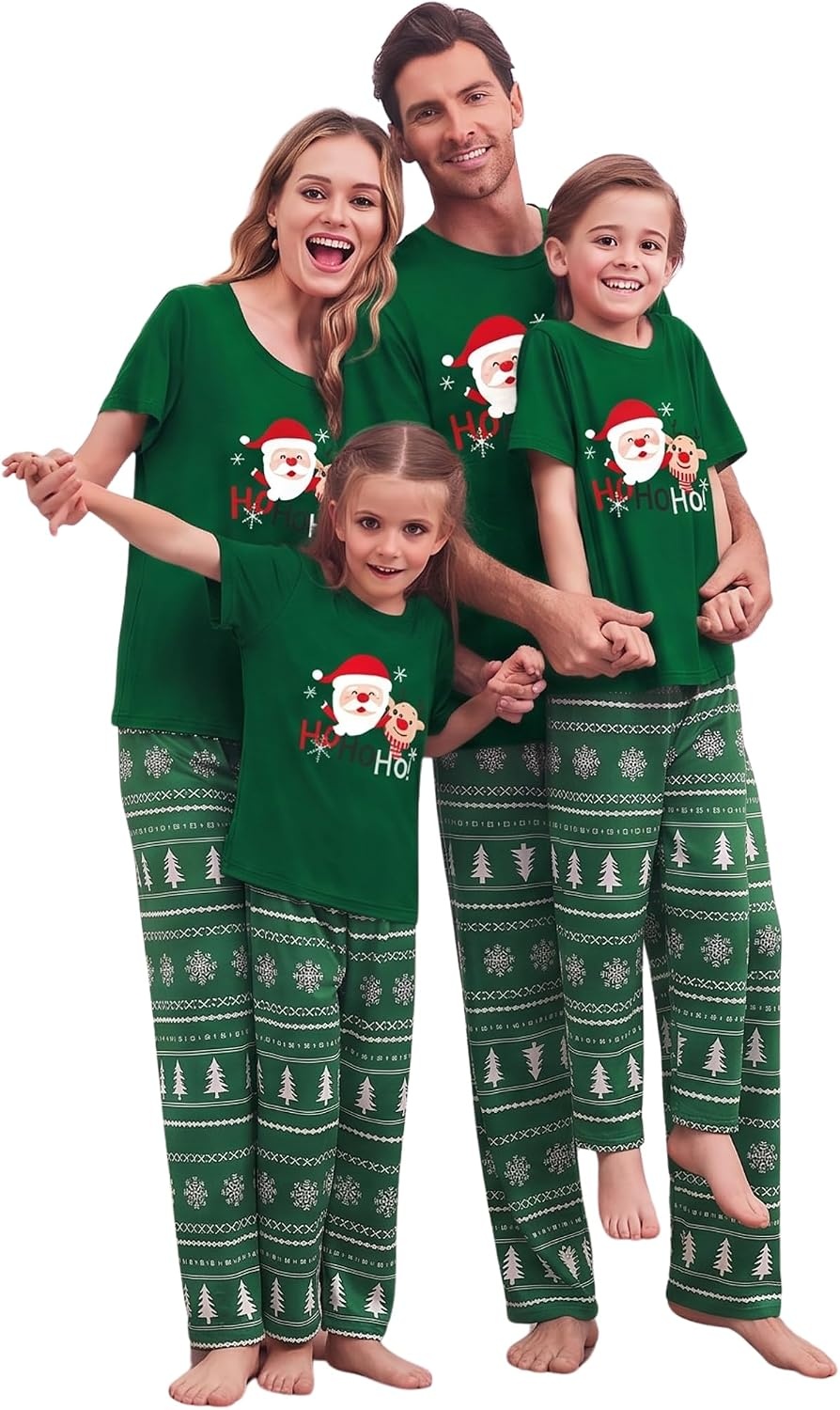 image:imageEkouaer Family Christmas Pajamas Matching sets Soft Pjs Holiday Lounge SetsGreen Santa