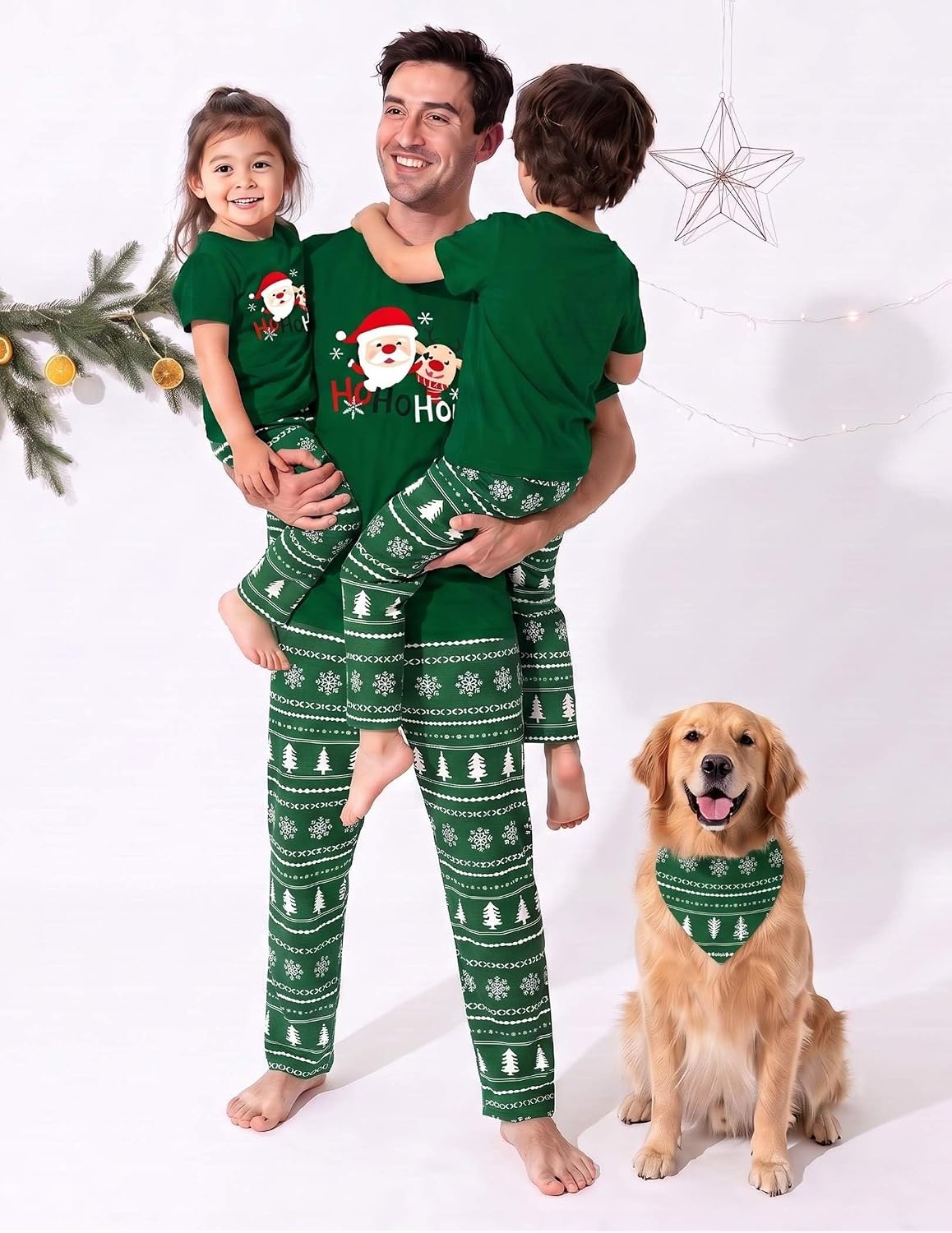 image:imageEkouaer Family Christmas Pajamas Matching sets Soft Pjs Holiday Lounge SetsGreen Santa