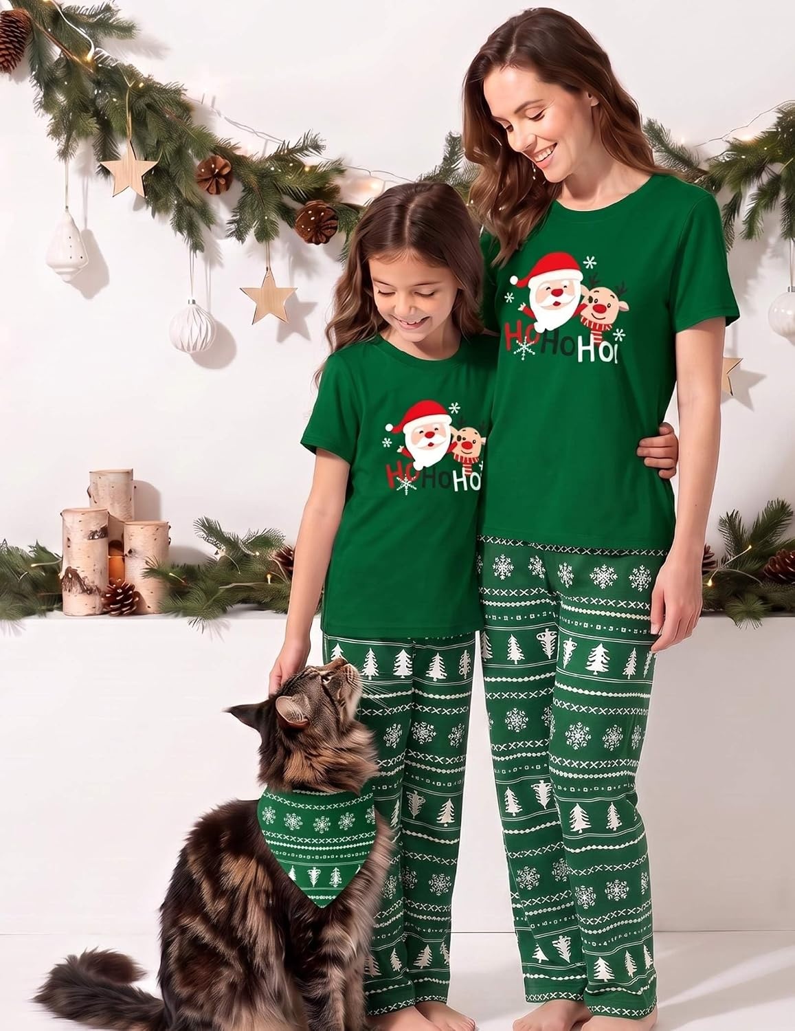 image:imageEkouaer Family Christmas Pajamas Matching sets Soft Pjs Holiday Lounge SetsGreen Santa